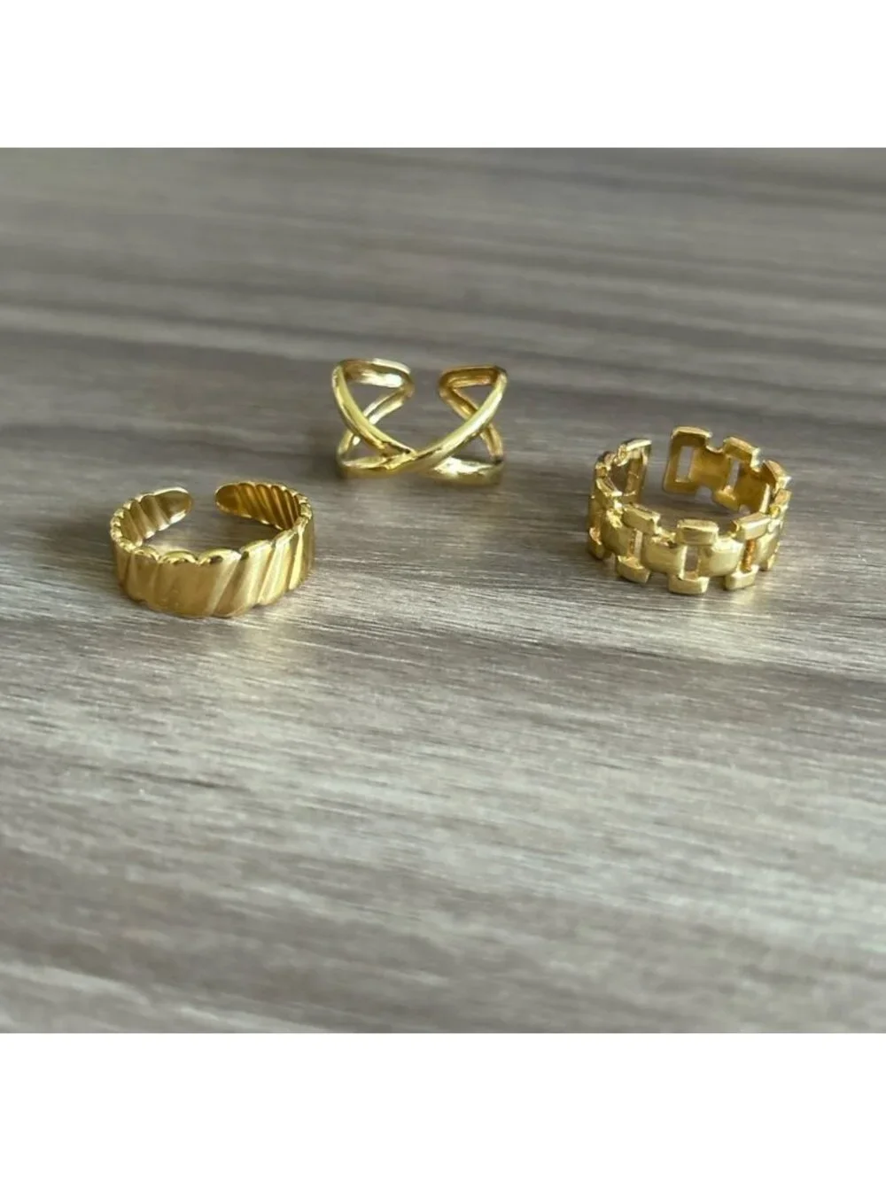 Gold Tone Adjustable Rings Set Q411